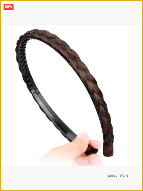 Slender Braided Headband with Teeth Synthetic Hair Plaited Headband main image 3